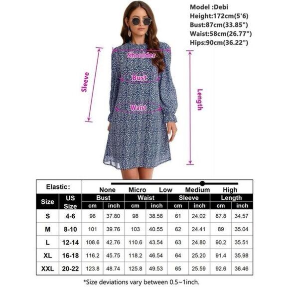 NWT Kojooin Ruffle Mock Neck Long Sleeve Floral Pleated Flowy Mini Dress Sz XXL - Picture 12 of 12